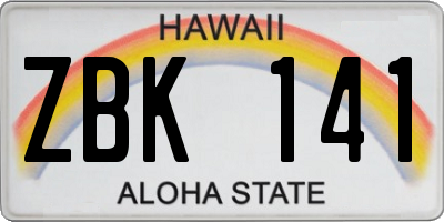 HI license plate ZBK141
