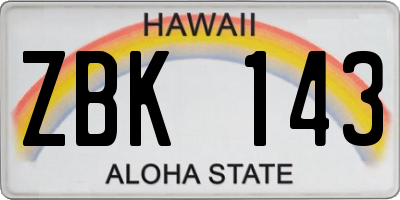 HI license plate ZBK143