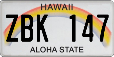 HI license plate ZBK147