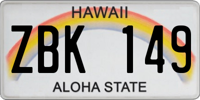 HI license plate ZBK149