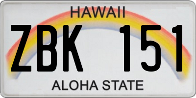 HI license plate ZBK151