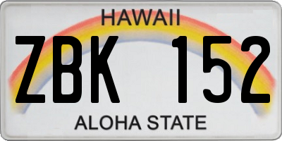 HI license plate ZBK152