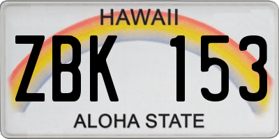 HI license plate ZBK153