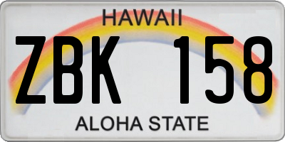 HI license plate ZBK158
