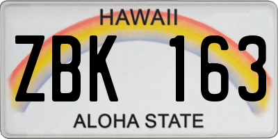 HI license plate ZBK163