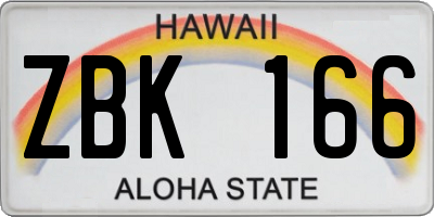 HI license plate ZBK166