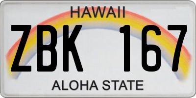 HI license plate ZBK167