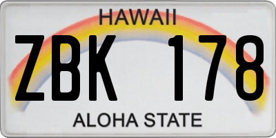 HI license plate ZBK178