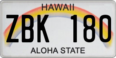 HI license plate ZBK180