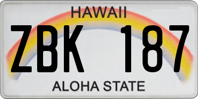 HI license plate ZBK187