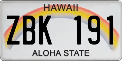 HI license plate ZBK191