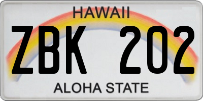 HI license plate ZBK202