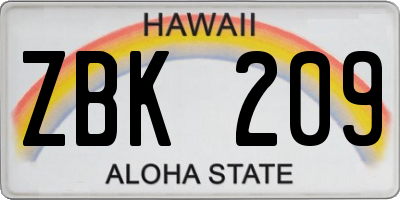 HI license plate ZBK209