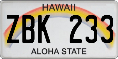 HI license plate ZBK233
