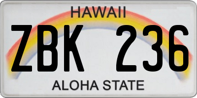 HI license plate ZBK236