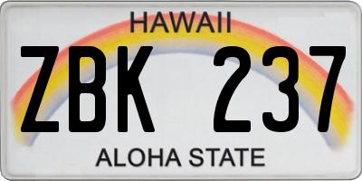 HI license plate ZBK237