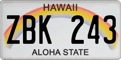 HI license plate ZBK243