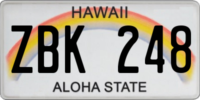 HI license plate ZBK248