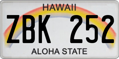 HI license plate ZBK252