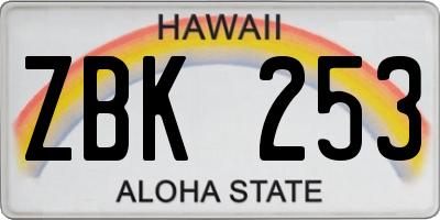 HI license plate ZBK253