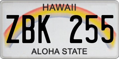 HI license plate ZBK255