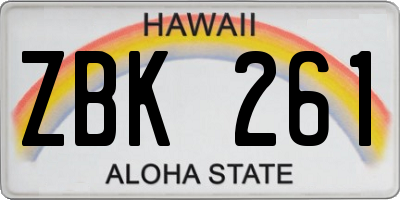 HI license plate ZBK261