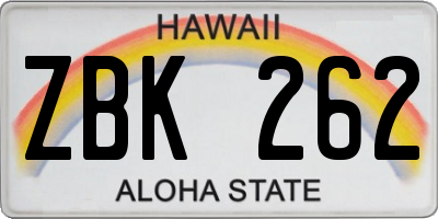 HI license plate ZBK262