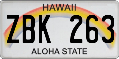 HI license plate ZBK263