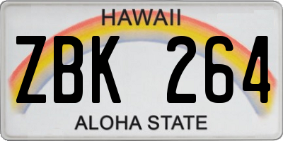 HI license plate ZBK264