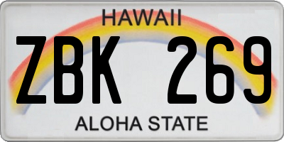HI license plate ZBK269