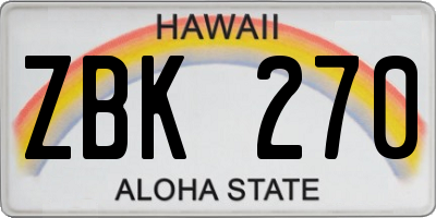 HI license plate ZBK270