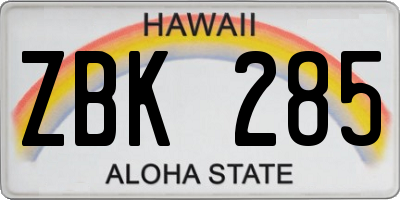 HI license plate ZBK285