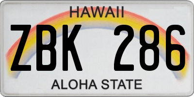 HI license plate ZBK286