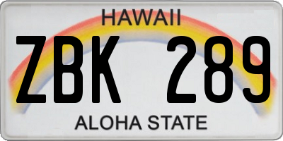 HI license plate ZBK289