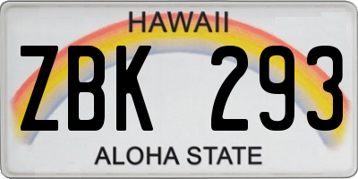 HI license plate ZBK293