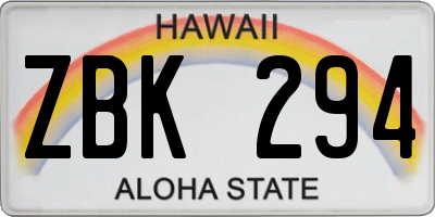 HI license plate ZBK294