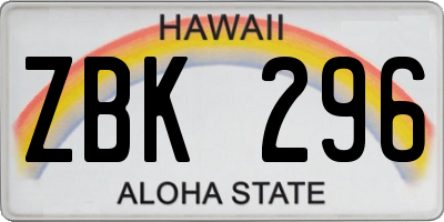 HI license plate ZBK296