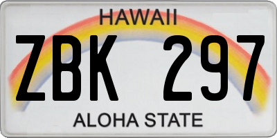 HI license plate ZBK297