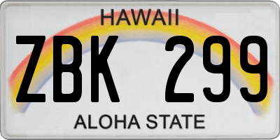 HI license plate ZBK299