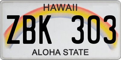 HI license plate ZBK303