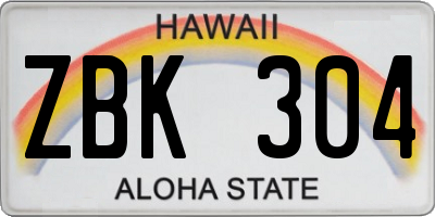 HI license plate ZBK304