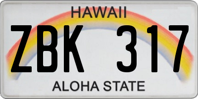 HI license plate ZBK317
