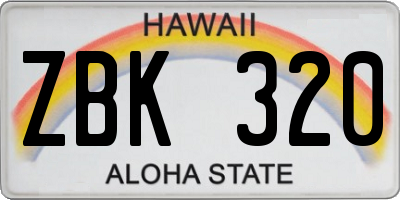 HI license plate ZBK320