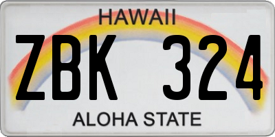 HI license plate ZBK324