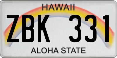 HI license plate ZBK331