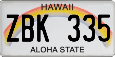 HI license plate ZBK335