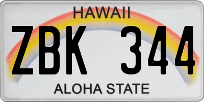 HI license plate ZBK344