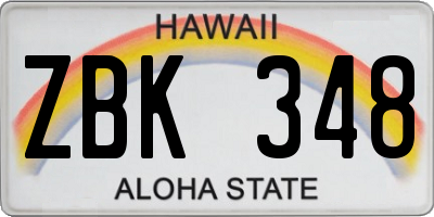HI license plate ZBK348