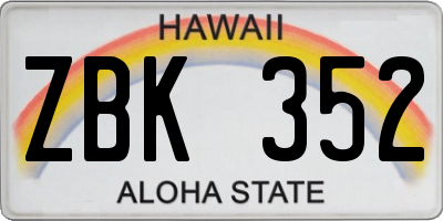 HI license plate ZBK352