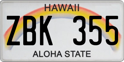 HI license plate ZBK355
